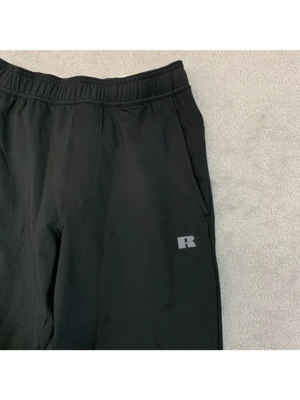 NWT Russell Athletic Men's S Black Tapered Fit Pant Stretch Zippered Pocket